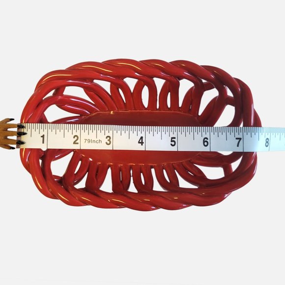 BELLA Handcrafted Red Braided Bread Basket - Picture 8 of 9